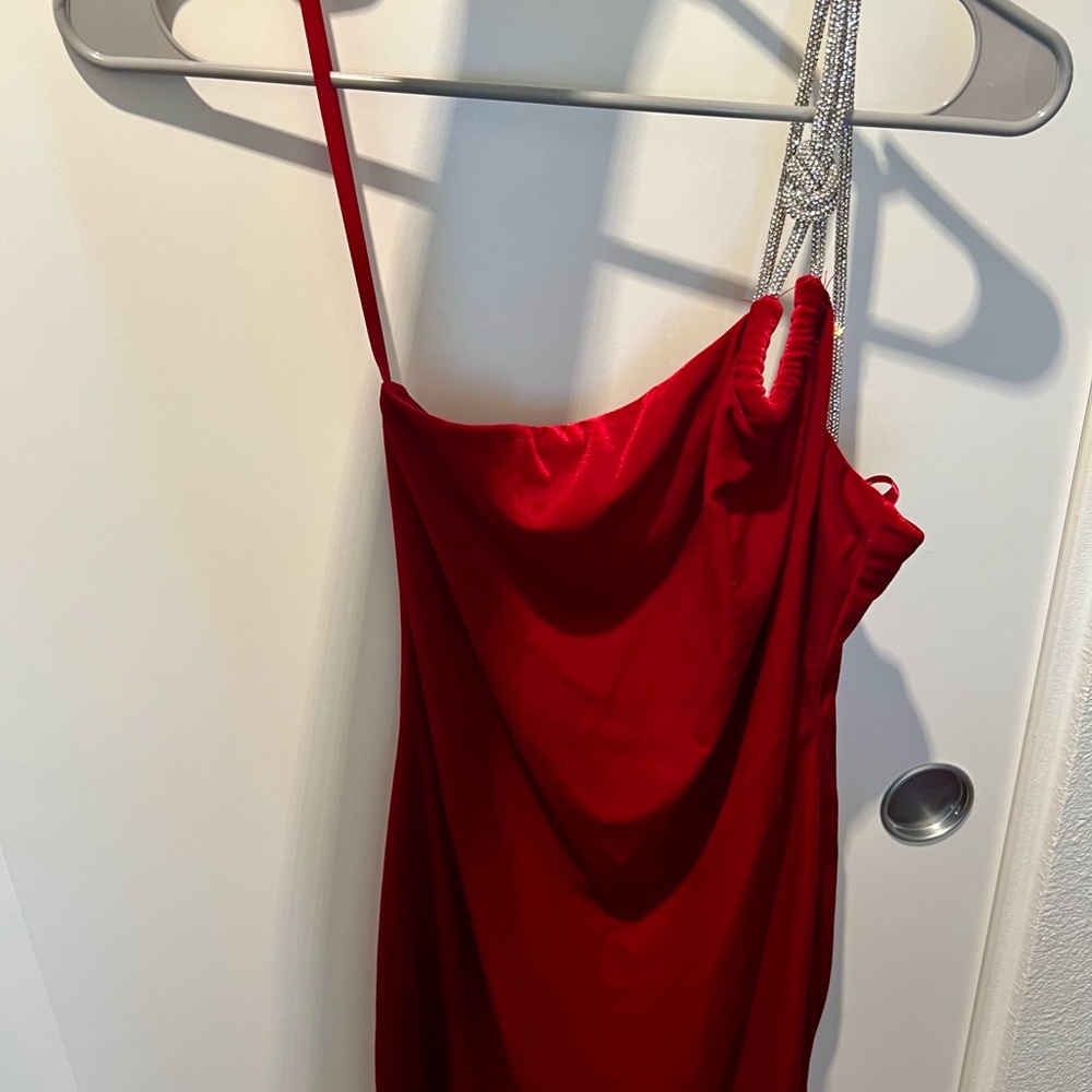 Velvet Dress with Sequince Straps